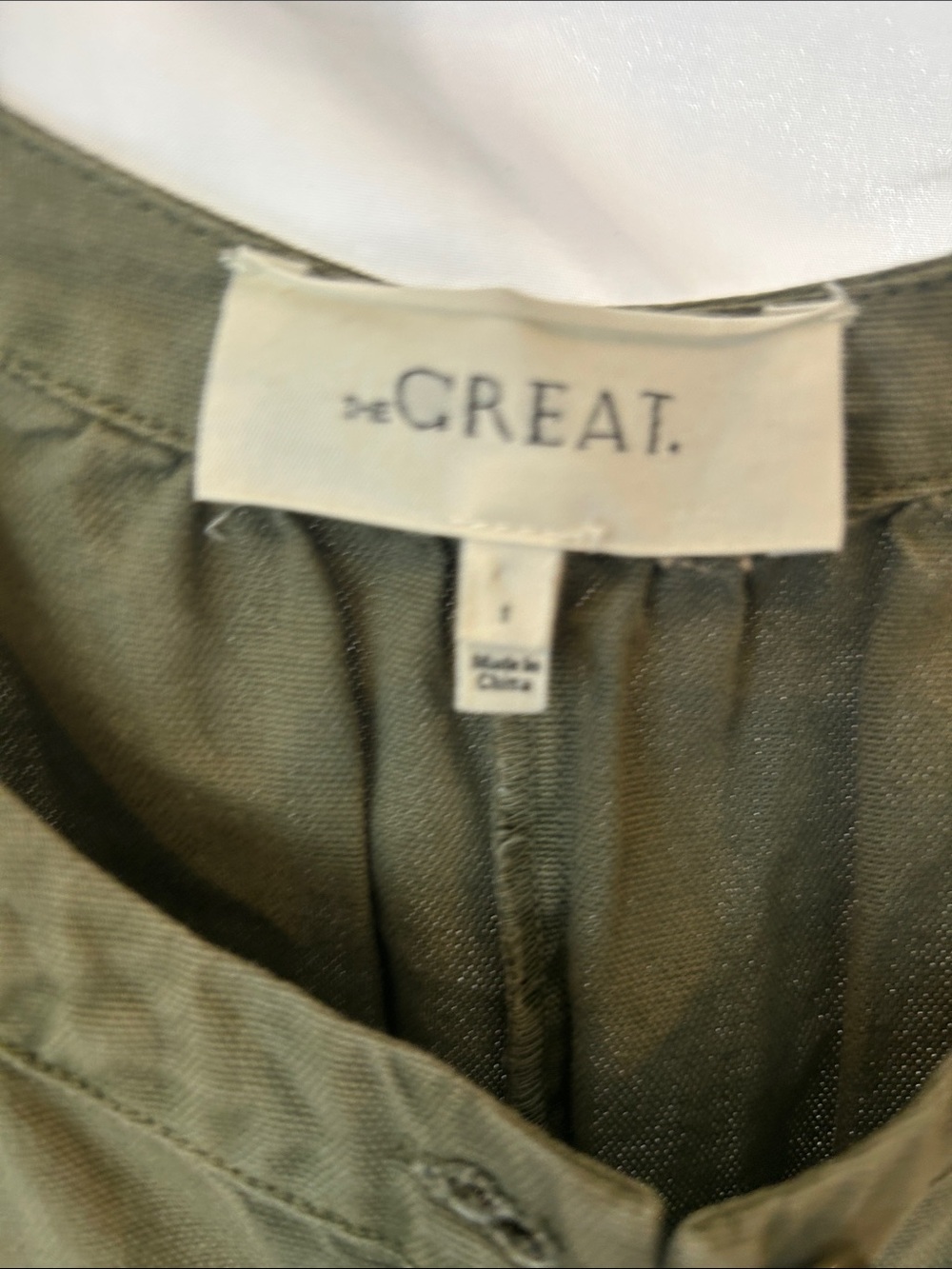 The Great. Army Green scoop neck jumpsuit cropped size 1 Small coastal chic - Picture 4 of 12